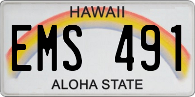 HI license plate EMS491
