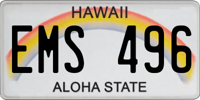 HI license plate EMS496