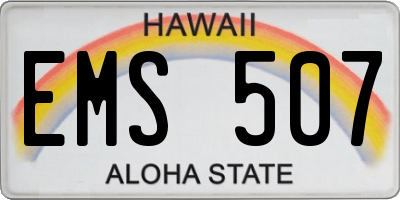 HI license plate EMS507