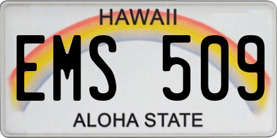 HI license plate EMS509
