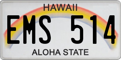 HI license plate EMS514