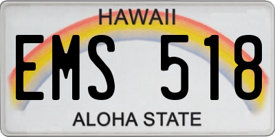 HI license plate EMS518