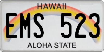 HI license plate EMS523