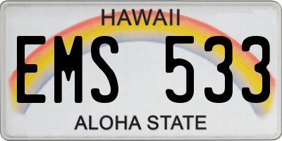 HI license plate EMS533