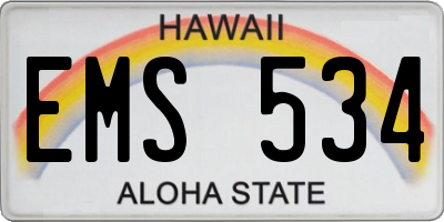 HI license plate EMS534