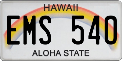 HI license plate EMS540