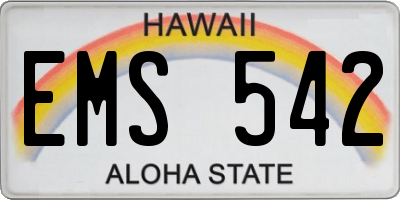 HI license plate EMS542