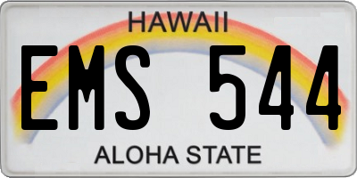 HI license plate EMS544