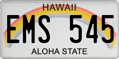 HI license plate EMS545