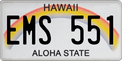 HI license plate EMS551