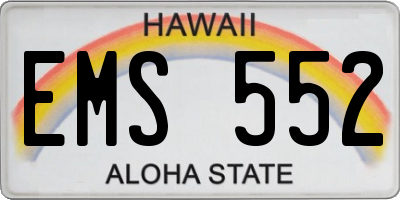 HI license plate EMS552