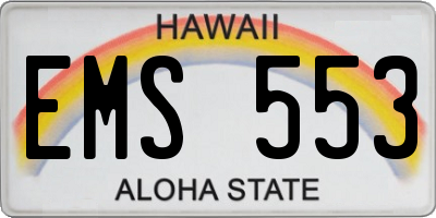 HI license plate EMS553