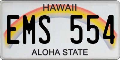 HI license plate EMS554