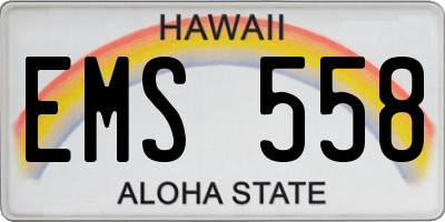 HI license plate EMS558