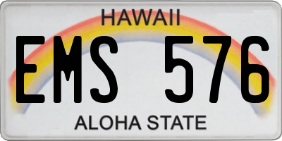 HI license plate EMS576