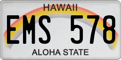 HI license plate EMS578