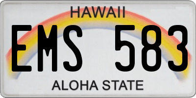 HI license plate EMS583