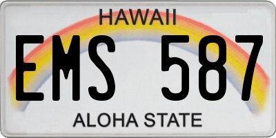 HI license plate EMS587