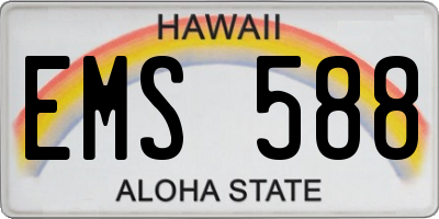 HI license plate EMS588