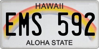 HI license plate EMS592