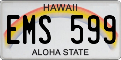 HI license plate EMS599