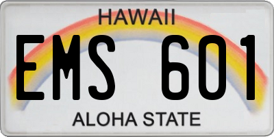 HI license plate EMS601