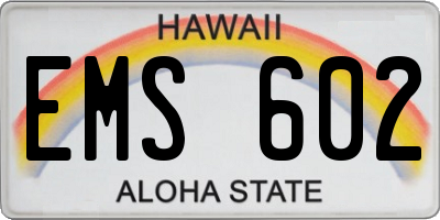 HI license plate EMS602