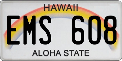 HI license plate EMS608