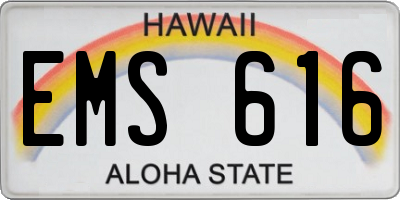 HI license plate EMS616