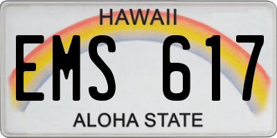 HI license plate EMS617
