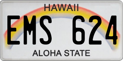 HI license plate EMS624
