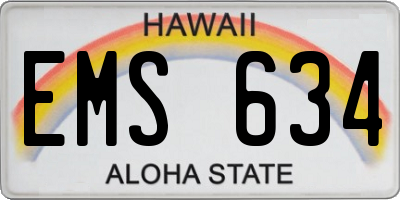 HI license plate EMS634