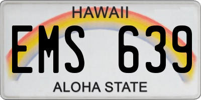 HI license plate EMS639
