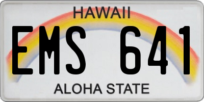 HI license plate EMS641