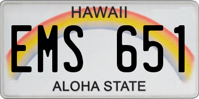 HI license plate EMS651