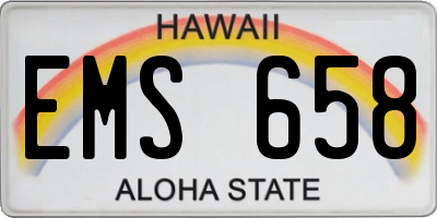 HI license plate EMS658