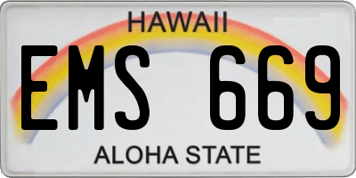 HI license plate EMS669