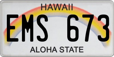 HI license plate EMS673