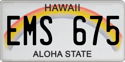 HI license plate EMS675