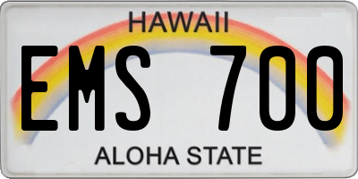 HI license plate EMS700