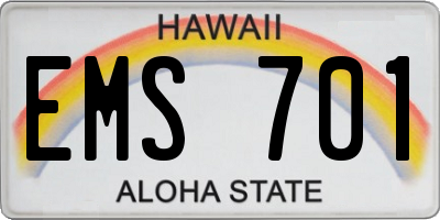 HI license plate EMS701