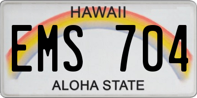 HI license plate EMS704