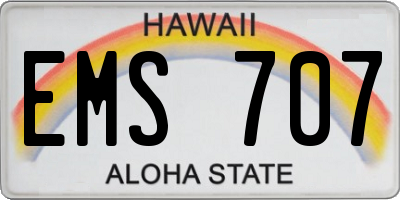 HI license plate EMS707