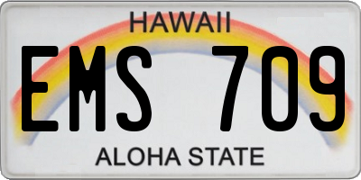 HI license plate EMS709