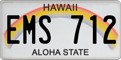 HI license plate EMS712