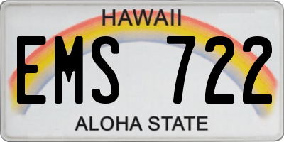 HI license plate EMS722