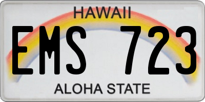 HI license plate EMS723