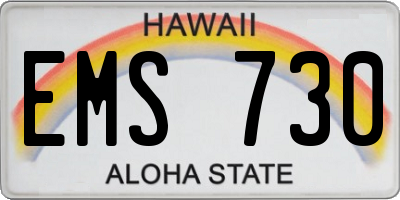 HI license plate EMS730