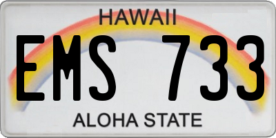 HI license plate EMS733
