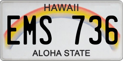 HI license plate EMS736